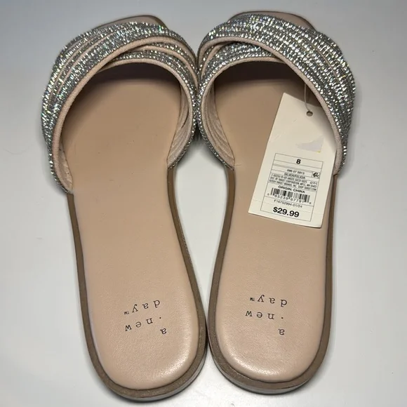 New! Universal Thread Felicia Rhinestone Slide Sandals - Picture 3 of 5